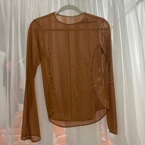 Mame Kurogouchi Uniqlo long sleeve brown mesh shirt